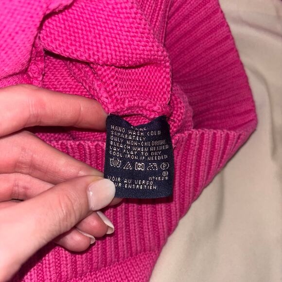 Vintage Ralph Lauren Sport Pink Zip-Up Cable Knit Jacket Size Medium - Picture 14 of 15